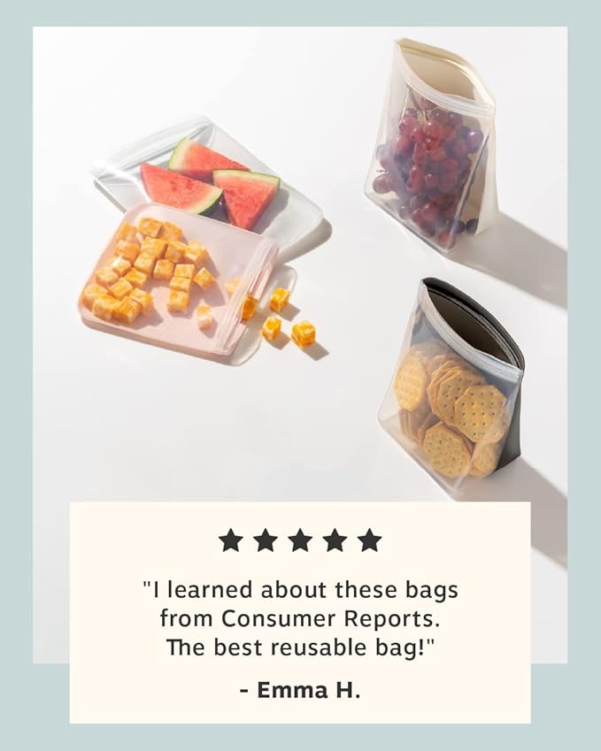 W&P Porter Silicone Reusable Storage Bag, Sandwich (36oz Stand-Up), Mint, Food Storage Container, Microwave and Dishwasher Safe, Easy Cleaning