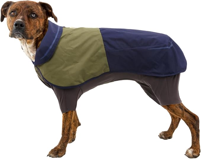 Ruffwear, Sun Shower Dog Raincoat Coverall, Waterproof & Windproof All-Weather Jacket with Full Coverage & Leg Straps, Lightweight & Reflective Dog Gear, Midnight Blue, X-Small