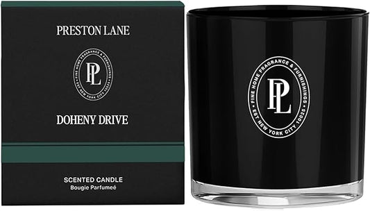 Preston Lane Luxury 2-Wick Scented Candle, Doheny Drive, 7.5 oz Hand-Poured in USA | Long Burn Time (20-30 Hrs), Vegan Soy Wax Blend, Decorative Glass Vessel, Fine Italian Fragrance