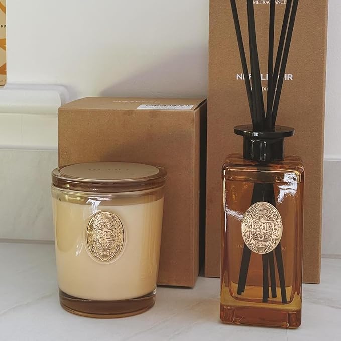 M&SENSE Natural Soy Candle | Cheer Champagne & Gold | 9.2 oz, 50H Burn Time | Luxury Scented Candle for Relaxation, Gifting, Home Décor | Ideal for Bedroom, Office, Party Ambiance