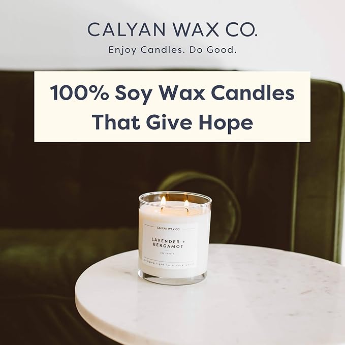 Calyan Wax Co. Palo Santo & Cypress 2 Wick Scented Candle - 37 Hour Burn - Luxury Non Toxic Soy Wax Candles - Long Lasting Large Glass Jar Candle for Home - 8.8oz