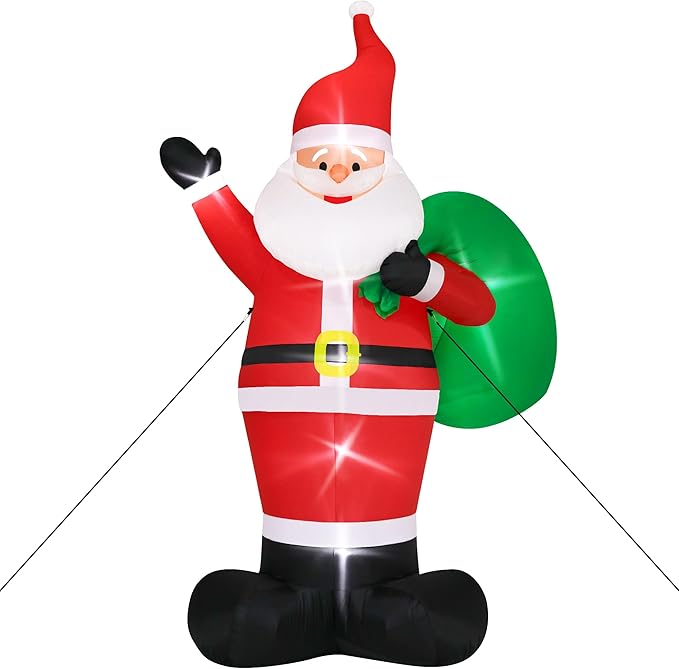 16FT Inflatable Christmas Santa, Giant Outdoor Santa Claus Blow Up Decorations with LED Lights, Waterproof Holiday Yard Decoration for Lawn, Garden, Xmas Party (16H x 9.8W x 5.2D ft)