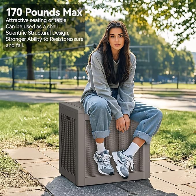 31 Gallon Outdoor Storage Box, Resin Deck Boxes Outdoor Waterproof For Patio Furniture, Garden Tools, Pool Supplies, Durable And UV Resistant, Lockable(2Box,a set)