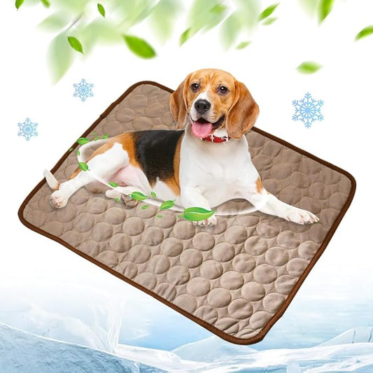Cooling Mat for Dogs and Cats, Self-Cooling Mats for Pets, Dog Cool Pad Cooling Blanket Indoor and Outdoor Pet Mats for Cats (Brown, Large)