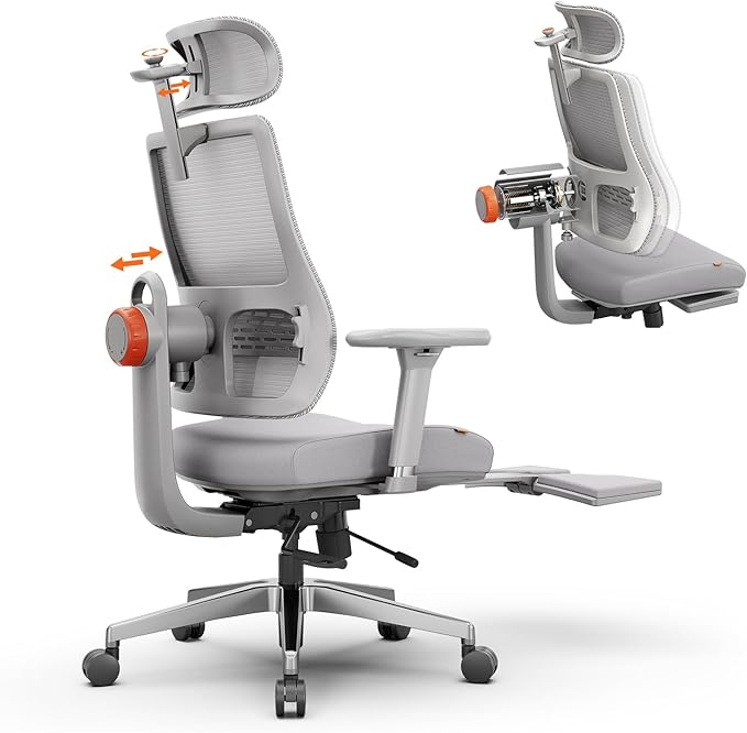 Newtral Ergonomic Office Chair - Home Office Desk Chair with Adaptive Lumbar Support, with Footrest, 4D Armrest, Adjustable Seat Depth & Height