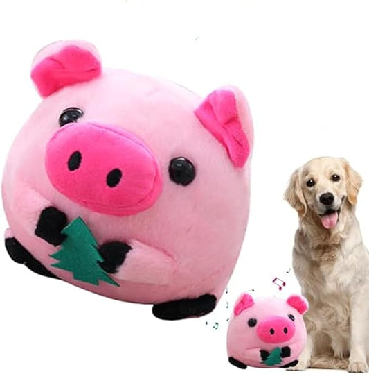 Active Moving Pet Plush Toy, Interactive Dog Toy Pet Bouncing Balls, USB Rechargeable Interactive Washable Cartoon Pig Plush Sound Electronic Dog Toy, Small Plush Sound Toys for Dogs (G)