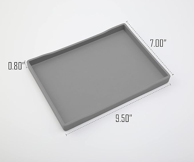 Gray Small Serving Tray (9.5 x 7 inch), Countertop Organizer for Bathtub Bathroom Vanity Items, Serving Accessory, Coffee, Drinks, Tea, Party, Spa, Perfume and Display Use.