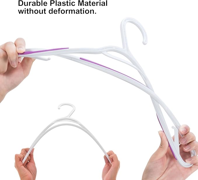 30 Pack Bendable Plastic Hangers Light-Weight Non-Slip Clothes/Suit Hangers (Purple)