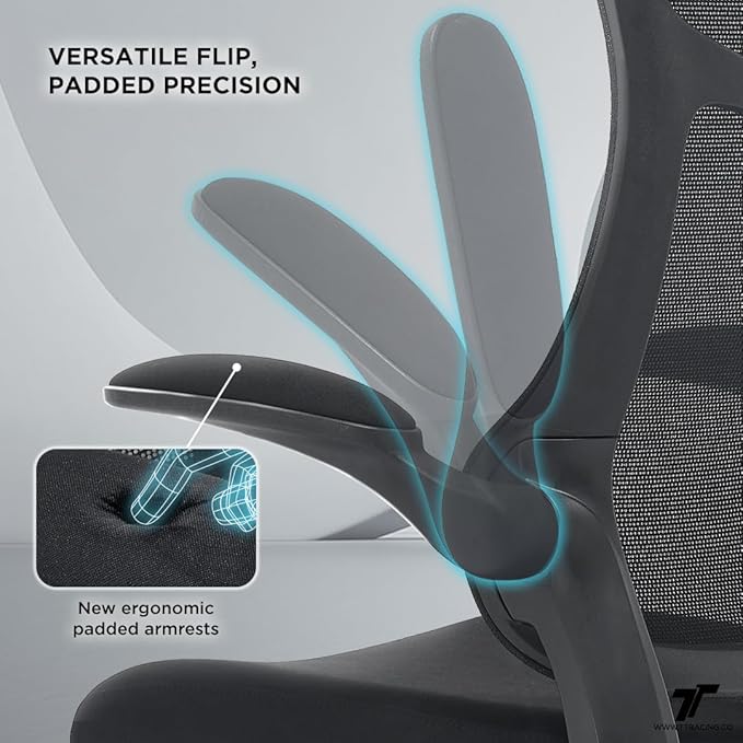 TT Airflex V2 Mesh Ergonomic Super Soft Wide Cushion Office Computer Desk Chair Adjustable Arms (Graphite Black)