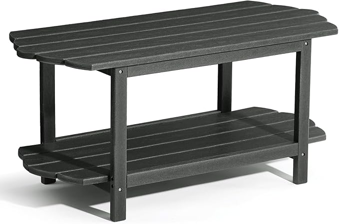 Adirondack Outdoor Patio Table-2 Tier Outside Table Irregular Grey Coffee Table for Garden Indoor Sun Room