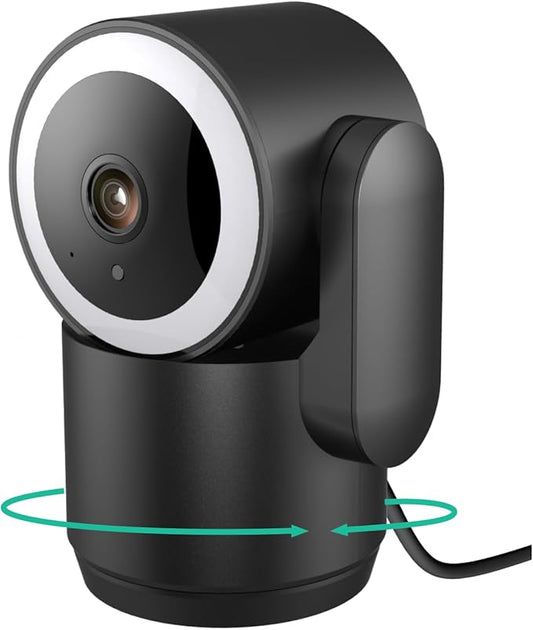 Luna 2K Indoor Cameras for Home Security, 2.4GHz & 5GHz WiFi, 360-Degree Pan-Tilt, Built-in Spotlight, Human Auto Tracking, Siren, Pet/Dog/Baby Camera with Phone app, Black (2025 Upgrade Version)