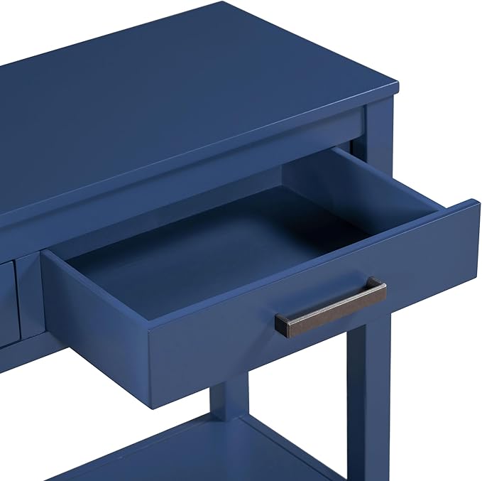 59" Blue Console Table, Long Entryway Table with Storage, 3 Drawers Wood Console Table for Hallway Living Room, MDF Entryway Table Sofa Table Behind Couch, Modern Entry Table with Drawers