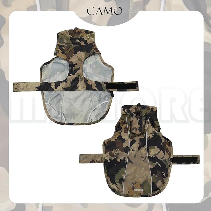 Waterproof Dog Raincoat with Reflective Strip, Adjustable Breathable Rain Coat Jacket with Leash Hole for Dogs (Camo, XX-Large)