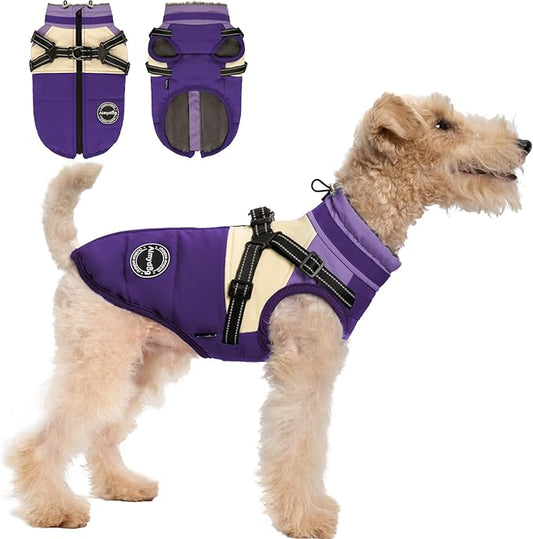 Winter Coat - Waterproof Dog Jacket with Reflective Snow Jacket for Small to Large Dogs, Purple