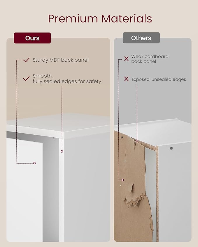 VASAGLE Custos Collection - Bookshelf, 3-Tier Bookcase, Book Shelf, Open Storage Shelf, 9.4 x 7.9 x 37.3 Inches, for Living Room, Home Office, Dining Room, Cloud White ULBC523W01
