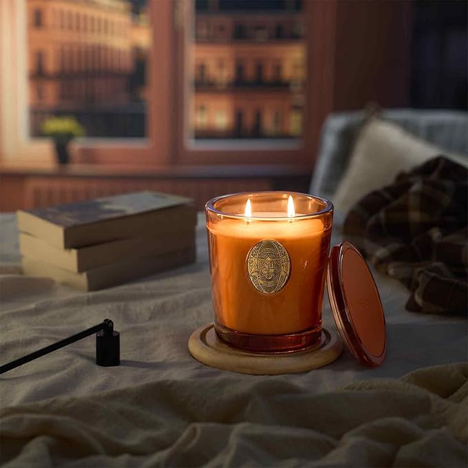 M&SENSE Large Two-Wick Soy Candle | Noir Air& Neon Orange | 19.8 oz, 120H Burn Time | Luxury Scented Candle for Relaxation, Gifting, Home Décor | Ideal for Bedroom, Office, Party Ambiance