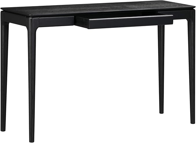 NTC Mingle 47-Inch Console Table, Modern Solid Wood Entryway Table with Hidden Drawer, Waterproof & Heat Resistant, Narrow Table for Hallway, Living Room & Foyer, Burnt Black