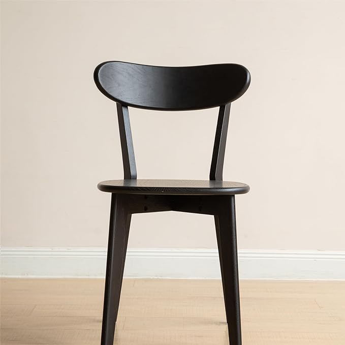 Black Wood Dining Chair,FAS Grade Oak Dining Chair, Sturdy Outer Sword-Leg Design in Black Finish for Restaurant, Cafe, and Modern Home Kitchen,Easy Assembly,400 lb Capacity