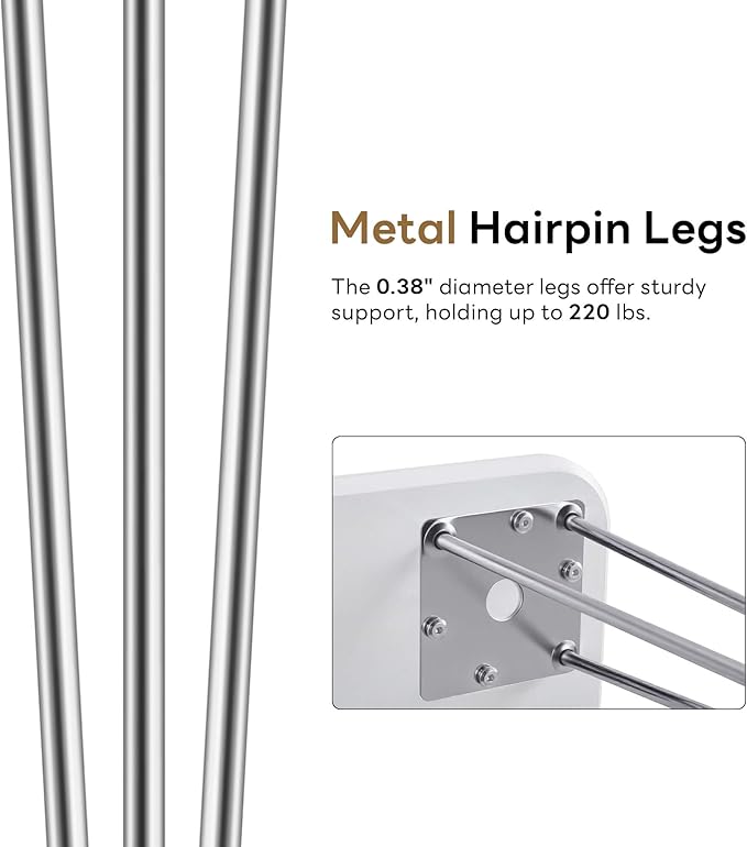 ivinta Small White Dining Table for 4, 47.5" Modern Rectangular Kitchen Table with Metal Legs for Dining Room Living Room, Lilac (White)