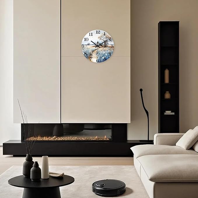 XNM Small Wall Clocks Battery Operated 12 Inch Flower Silent Wall Clock for Bedroom Rustic Clocks for Walls(No Solid Wood, It is with MDF Material)