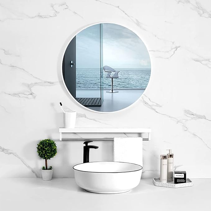 DARENYI 12'' Round Wall Mirror Tiles High Clear Reflecticon Self Adhesive Acrylic Mirror Sheets Circle Stickers for Bathroom, Bedroom, Door, Home Decor