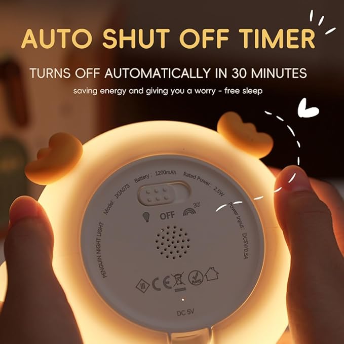 Penguin Night Light for Adults Kids,Dimmable Cute Silicone Animal Nightlight with 7 Colors and 30min Timer Penguin Lamp, Rechargeable Bedside Touch Lamp for Christmas Gifts Kawaii Room Decor