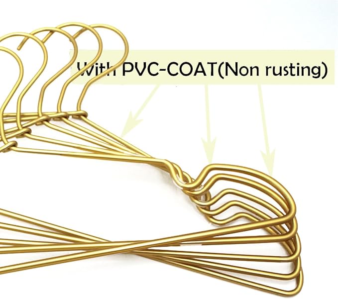30 Pack Gold Matt Metal Wire Hangers Coat Suit Clothes Hangers with Notches,16.5" Heavy Duty Durable Hangers for Adult, Shirt Dress Pants Hanger Space Saving Legging Organizer
