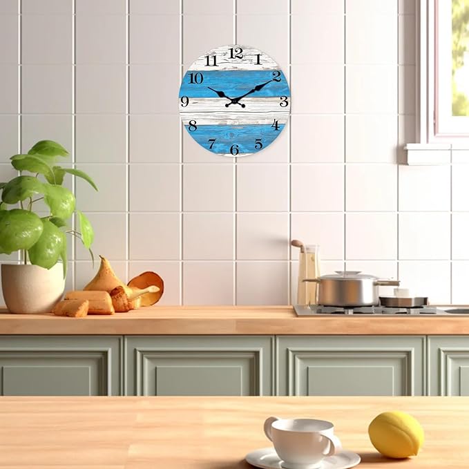 XNM Decorative Wall Clocks Battery Operated 16 Inches or Larger Nautical Clocks Wall Wood Office Wall Clock Silent Non Ticking(No Solid Wood, It is with MDF Material)