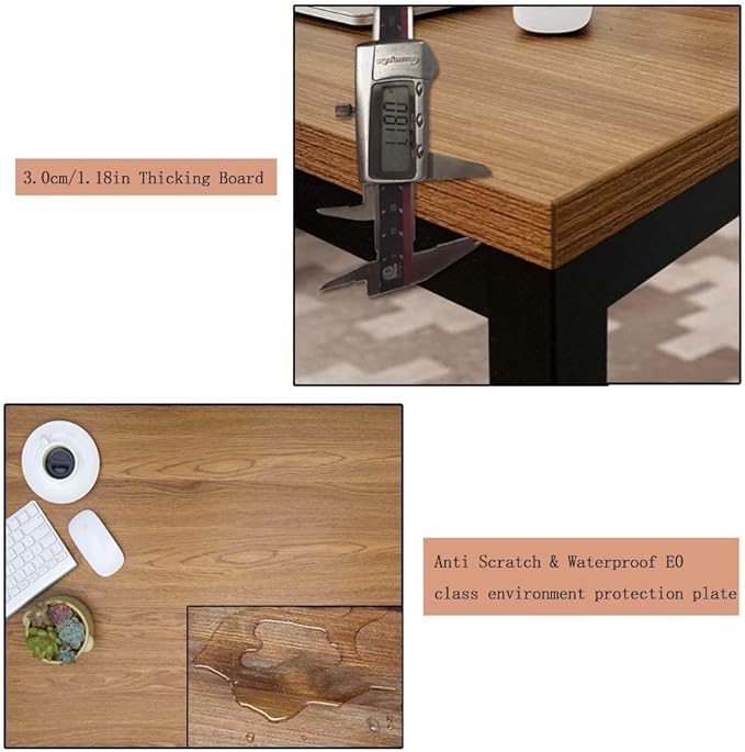 BIBOC 24X48 inches Computer Desk/Dining Table, Office Desk, Composite Wood Board Sturdy Writing Workstation for Home Office Walnut and Black Legs