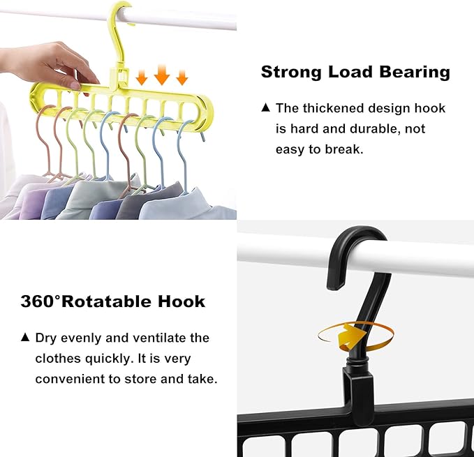 Closet Organizers and Storage,College Dorm Room Essentials,Pack of 10 Multifunctional Organizer Magic Space Saving Hangers with 9 Holes Storage Organization for Wardrobe Closet