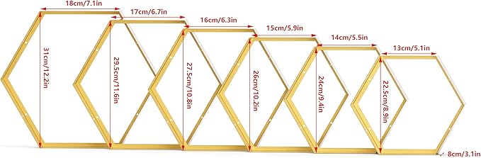 Gonice Gold Metal Hexagon Floating Shelves Set of 6 Honeycomb Wall Shelves Home Decor Shelf for Living Room Bedroom Office