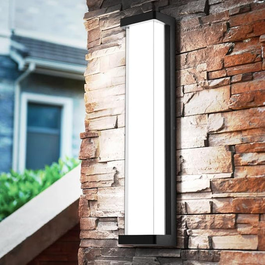 Sytmhoe 10%-100% Dimming LED Modern Outdoor Wall Light, 23.6in 6000K Dimmable Porch & Patio Wall Light Fixture,Black Aluminum&Dual PC Wall Lights Suitable for Garage Living Room Courtyard House(6000K)