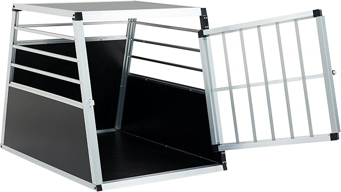 Single Doors Aluminium Pet Car Transport Crate, Lockable Travel Dog Cage, Sturdy Construction for Small Dogs and Cats, Portable Puppy Carrier for Car Use