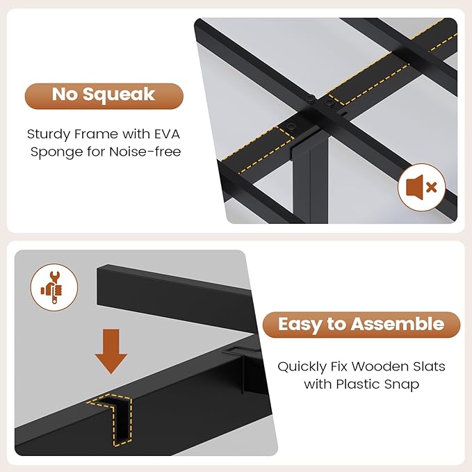 AOGLLATI Full Bed Frame with Stylish Bookcase Headboard & Charging Station & LED Lights,Full Size Bed Frame with 4 Storage Drawers and Metal Slats, No Box Spring Needed,Black