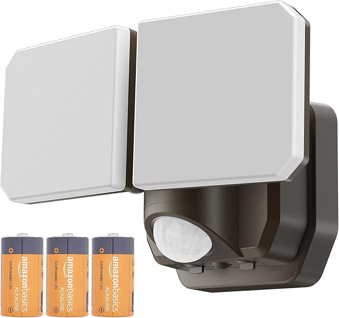 Battery Powered Motion Sensor Security Light,5000K 1000LM High Brightness,6 -Month Battery Life,No Wiring Installation,49FT Sensing Distance,Indoors or Outdoor Used,2-Year Warranty