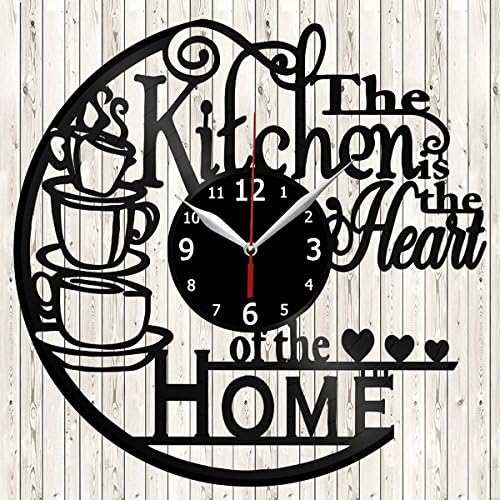 Kitchen Clock Coffee Vinyl Record Wall Clock Design Wall Clock Coffee Bar Decor Gifts for Kitchen and Room Decoration