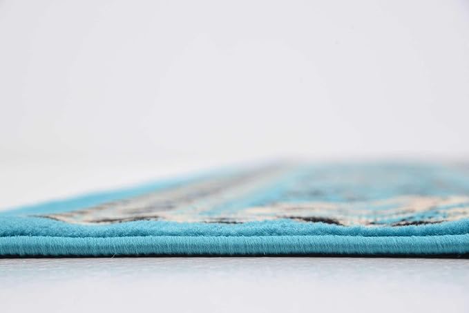 Unique Loom Reza Collection Traditional Persian Style Area Rug, 8' 0" x 8' 0", Turquoise/Ivory