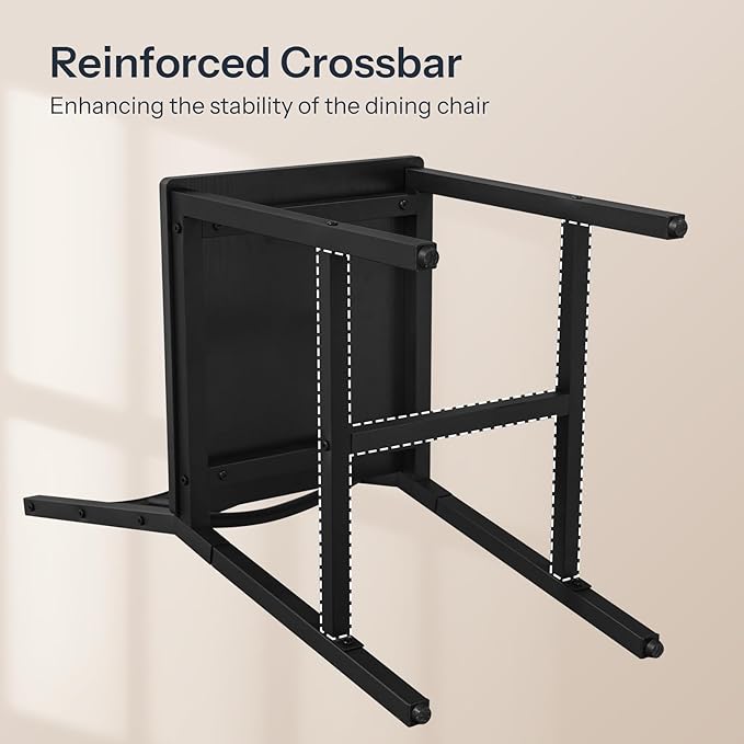 HOOBRO Kitchen Chairs Set of 2, Wooden Dining Room Chairs with Metal Frame, Dining Chairs with Back, Easy to Assemble, Farmhouse Dining Chairs for Kitchen, Living Room, Black BB39CD01