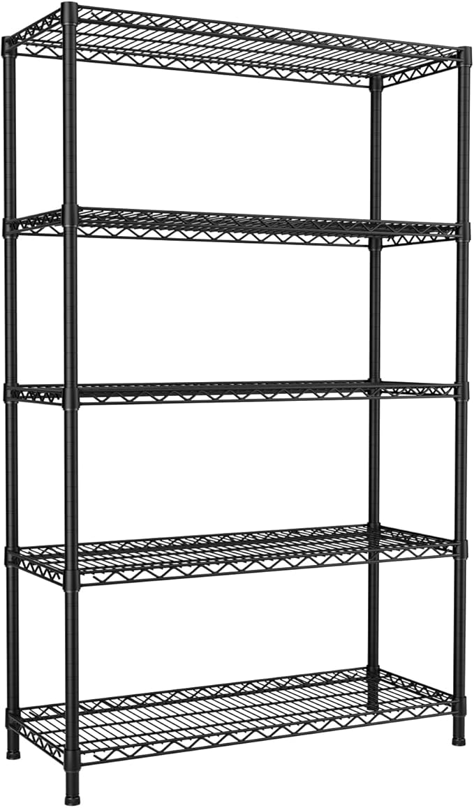 SINGAYE 5 Garage Heavy Duty Shelving Unit Kitchen Pantry Close Home Organizers and Storage Bathroom Shelf Laundry Room Organization Industrial Book Metal Wire Adjustable Shelves