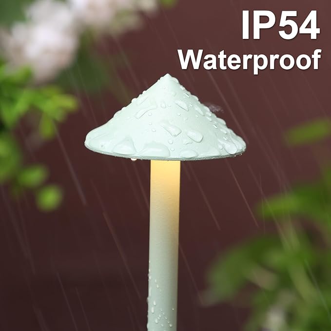 2-Pack 6000mAh Rechargeable Led Table Lamp Cordless,3000K-6000K Stepless Dimming Touch Lamps with Memory Function,IP54 Waterproof Aluminum Table Light for Outdoor/Bars/Restaurant/Patio(Green)