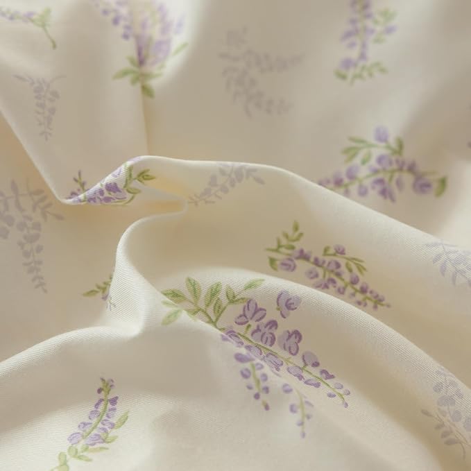 Purple Flower Duvet Cover Twin Soft 100% Cotton Floral Bedding Sets Lilac Floral Comforter Cover Vintage Garden Botanical Duvet Cover Girls Cottagecore Bedding Sets 1 Duvet Cover with 2 Pillowcases