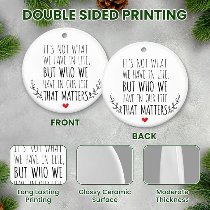 Christmas Family Ornaments for Men Women - Ceramic Christmas Tree Decoration Ornaments - Xmas Gifts for Family Mom Dad Daughter Son Friends, Inspirational Gift Ideas, BFF Friend Ornament