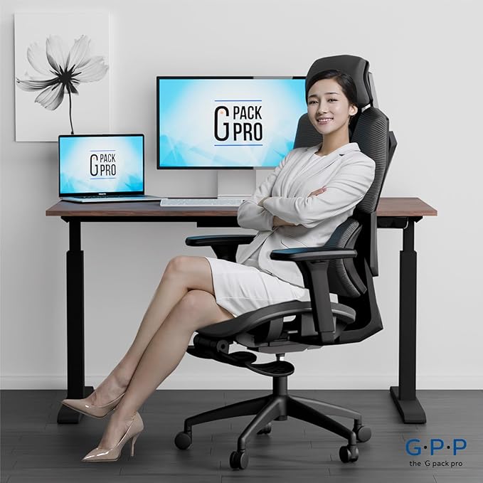 Mesh Office Chair – Ergonomic Office Chair with 4-Level Adjustable Lumbar Support, Headrest, 3D Armrest & Footrest – Holds Up to 290lbs (G-Howk-Pro -1)