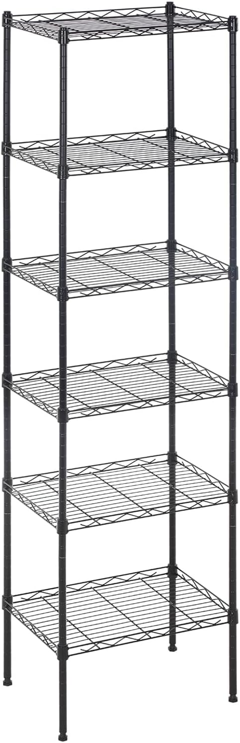 BestOffice 6-Shelf Storage Shelves, Adjustable Shelving Unit Wire Shelving Metal Shelves,11.8" D x 16.7" W x 63.6" H,Black