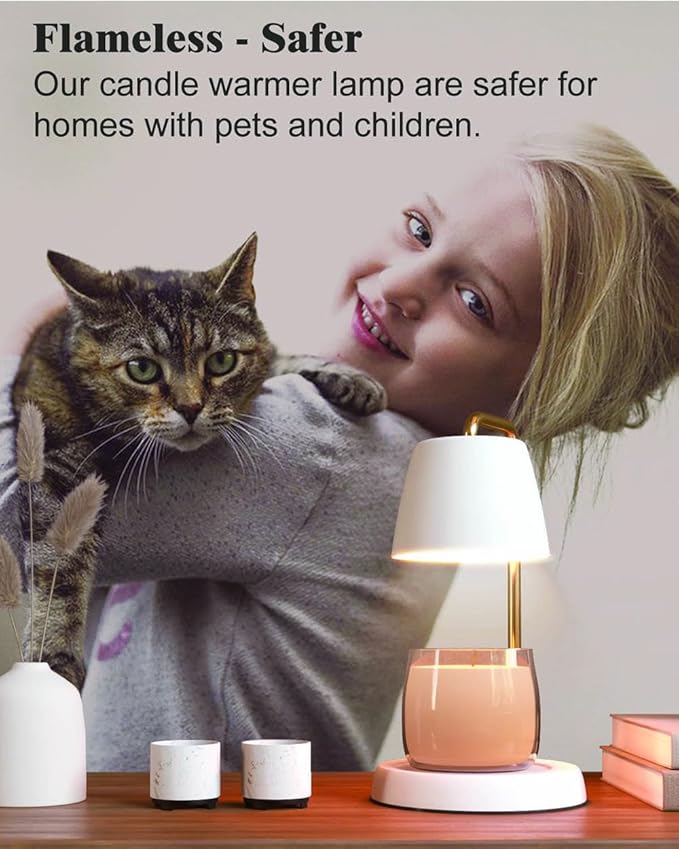 Candle Warmer Lamp with Timer and Dimmer - Electric Candle Lamp Warmer for Jar Candles - Ideal Home Decor Gift for Women, Daughter, and Mom - Includes 2 Bulbs (White & Gold)