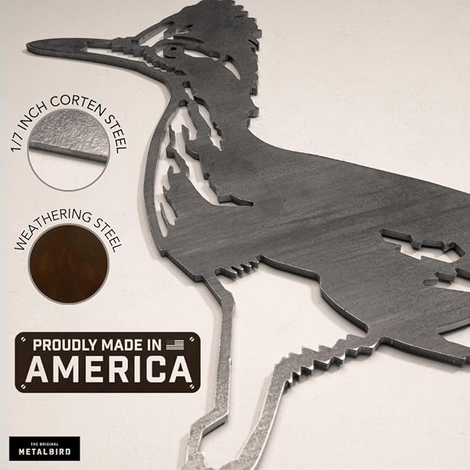 METALBIRD - Road Runner - Outdoor Tree Ornaments in Corten Steel - Metal Art Proudly Made in The USA