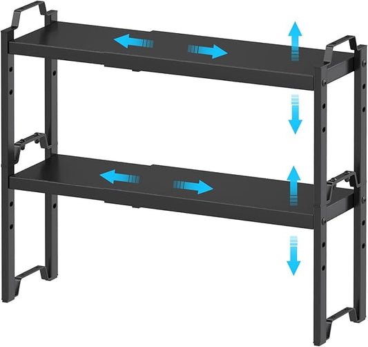 Narrow Expandable Cabinet Shelf Organizer 5.51" Width, Kitchen Counter Storage Shelves Spice Racks, Small Cupboard Countertop Tabletop Shelves Organizers, Expandable Adjustable Stackable, Load 30LBS