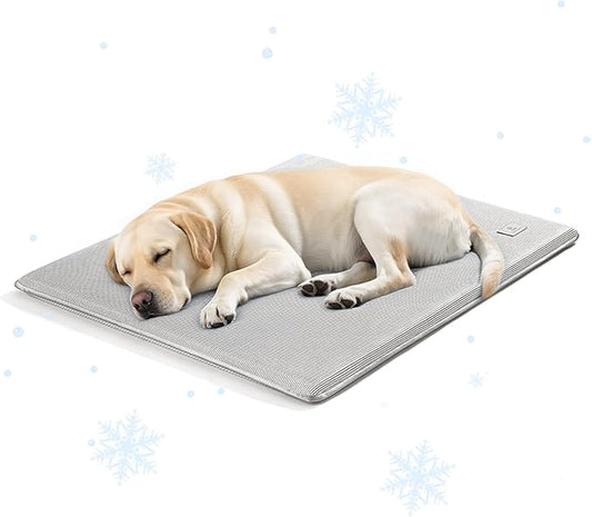 Cooling Dog Bed Breathable Dissipate Heat Sleeping Pad for Pets Removable Washable Dog Crate Mats with Anti-Slip Bottom（Grey 42×28×1.2 inches）