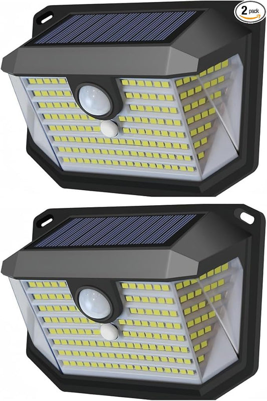 Solar Lights Outdoor 178 LED with Lights Reflector and 3 Lighting Modes, Motion Sensor Wall Lights,IP65 Waterproof Solar Powered for Garden Patio Yard (2Pack)