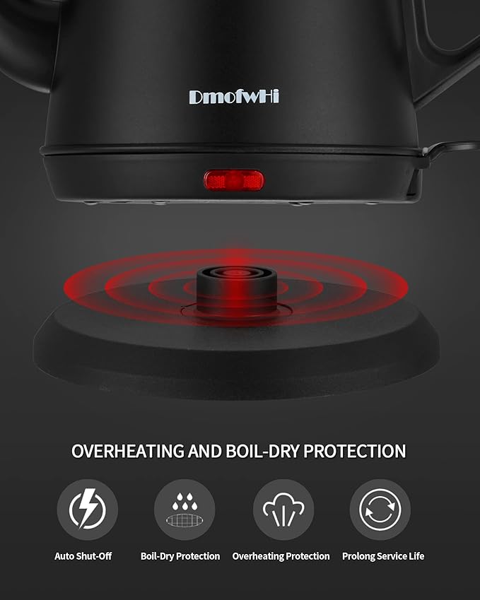 DmofwHi Gooseneck Electric Kettle(1.0L),1000W Electric Tea Kettle of 304 Stainless Steel,Auto Shut off,Water Kettle for Coffee and Tea -Matte Black